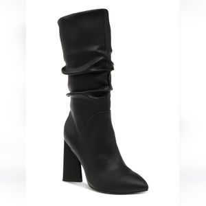 New DV Dolce Vita Wandah Womens Leather High Heel Mid-Calf tall Black Boots 7.5